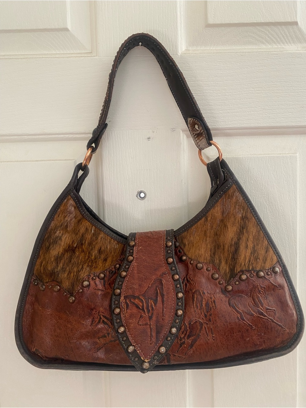 DOUBLE J Large Hobo Bag with Studded Copper Accents